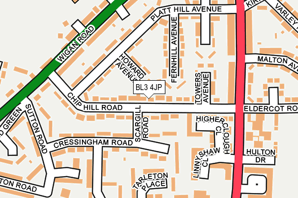BL3 4JP map - OS OpenMap – Local (Ordnance Survey)