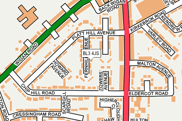 BL3 4JS map - OS OpenMap – Local (Ordnance Survey)