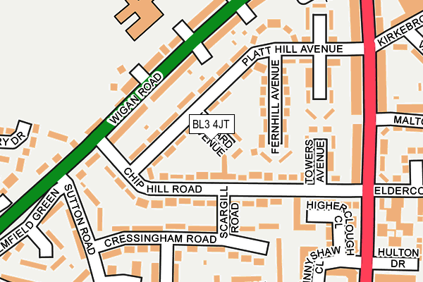 BL3 4JT map - OS OpenMap – Local (Ordnance Survey)