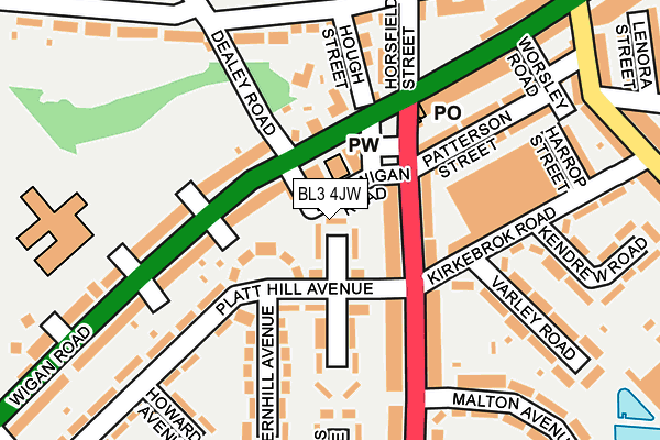BL3 4JW map - OS OpenMap – Local (Ordnance Survey)