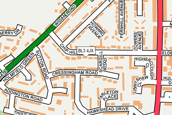 BL3 4JX map - OS OpenMap – Local (Ordnance Survey)