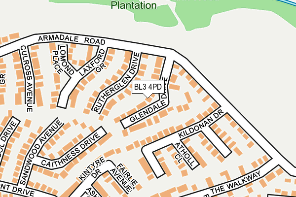 BL3 4PD map - OS OpenMap – Local (Ordnance Survey)