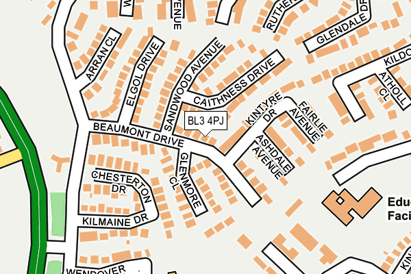 BL3 4PJ map - OS OpenMap – Local (Ordnance Survey)