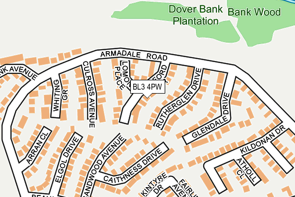 BL3 4PW map - OS OpenMap – Local (Ordnance Survey)