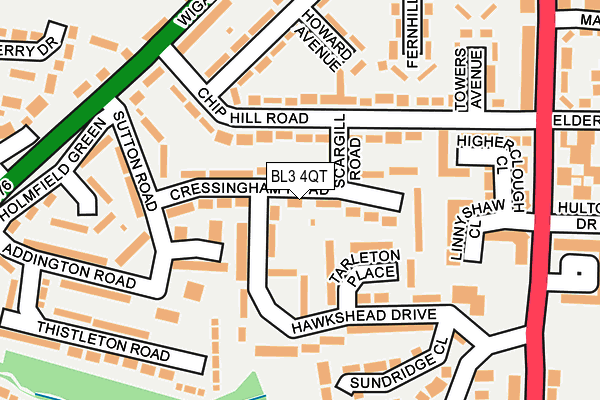 BL3 4QT map - OS OpenMap – Local (Ordnance Survey)