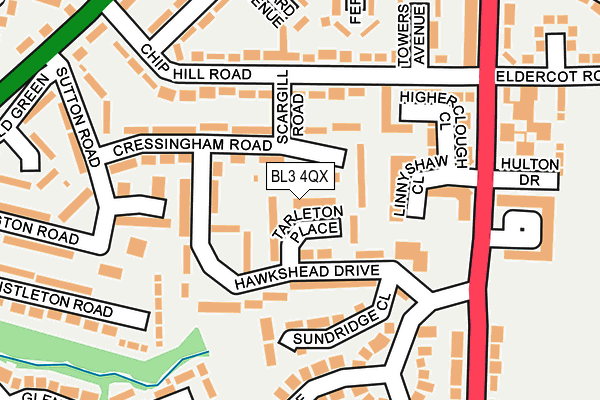 BL3 4QX map - OS OpenMap – Local (Ordnance Survey)