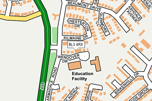 BL3 4RX map - OS OpenMap – Local (Ordnance Survey)