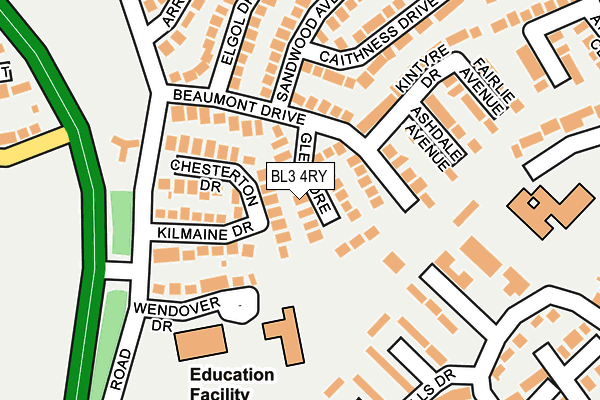 BL3 4RY map - OS OpenMap – Local (Ordnance Survey)