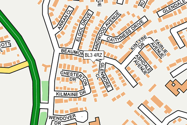 BL3 4RZ map - OS OpenMap – Local (Ordnance Survey)