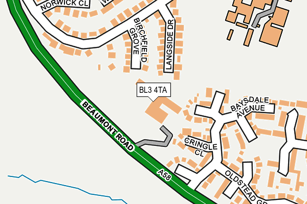 BL3 4TA map - OS OpenMap – Local (Ordnance Survey)