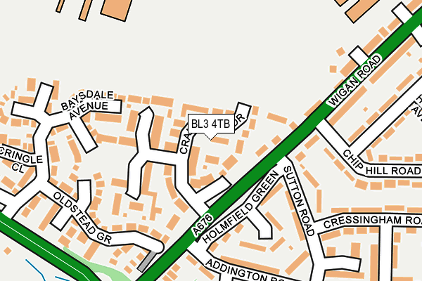 BL3 4TB map - OS OpenMap – Local (Ordnance Survey)