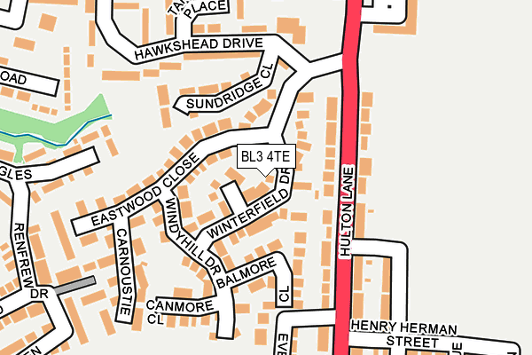 BL3 4TE map - OS OpenMap – Local (Ordnance Survey)