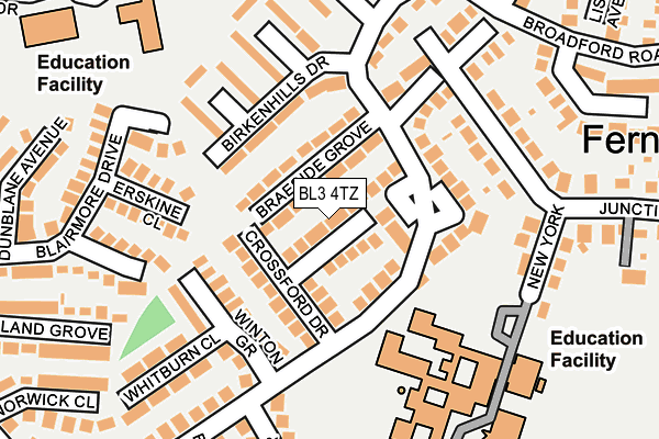 BL3 4TZ map - OS OpenMap – Local (Ordnance Survey)