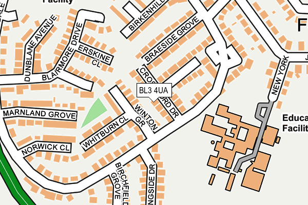 BL3 4UA map - OS OpenMap – Local (Ordnance Survey)