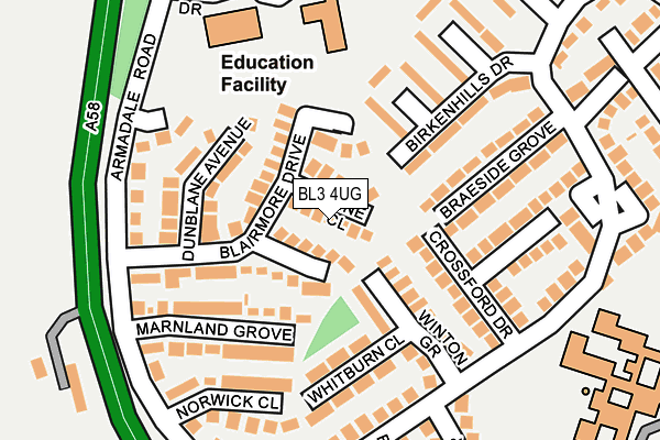 BL3 4UG map - OS OpenMap – Local (Ordnance Survey)