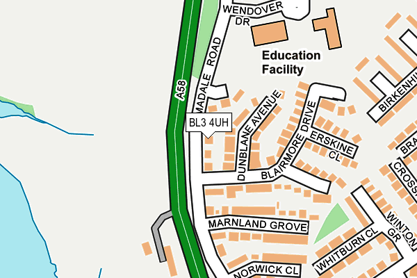BL3 4UH map - OS OpenMap – Local (Ordnance Survey)