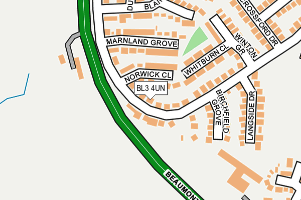 BL3 4UN map - OS OpenMap – Local (Ordnance Survey)