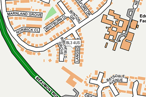 BL3 4US map - OS OpenMap – Local (Ordnance Survey)