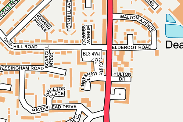 BL3 4WJ map - OS OpenMap – Local (Ordnance Survey)