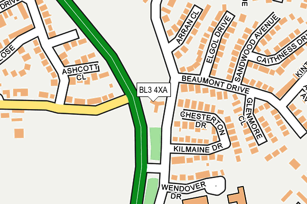BL3 4XA map - OS OpenMap – Local (Ordnance Survey)