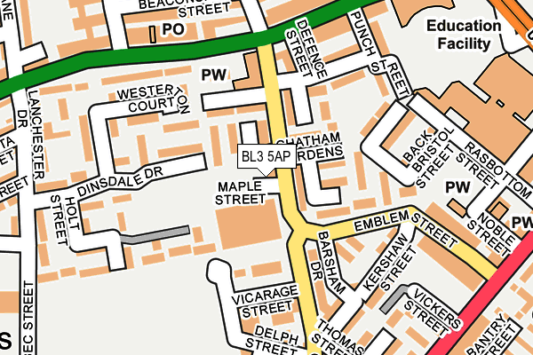 BL3 5AP map - OS OpenMap – Local (Ordnance Survey)