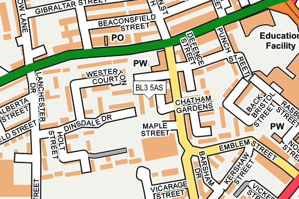 BL3 5AS map - OS OpenMap – Local (Ordnance Survey)