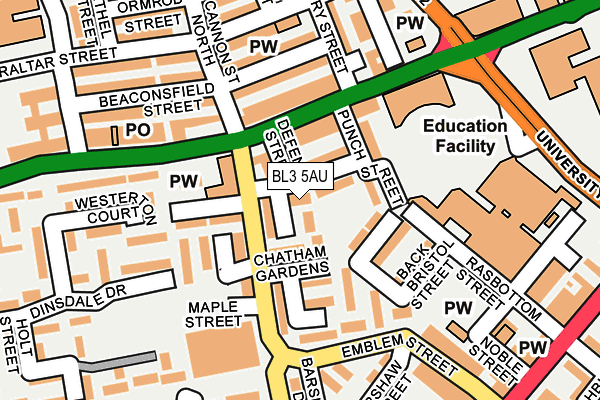 BL3 5AU map - OS OpenMap – Local (Ordnance Survey)