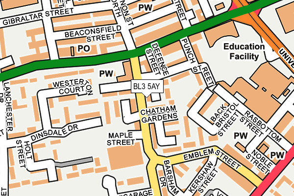 BL3 5AY map - OS OpenMap – Local (Ordnance Survey)