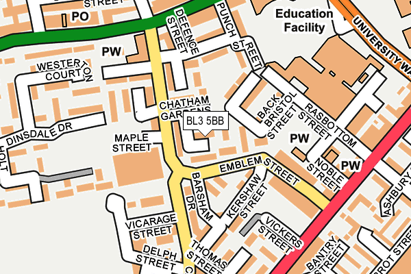 BL3 5BB map - OS OpenMap – Local (Ordnance Survey)