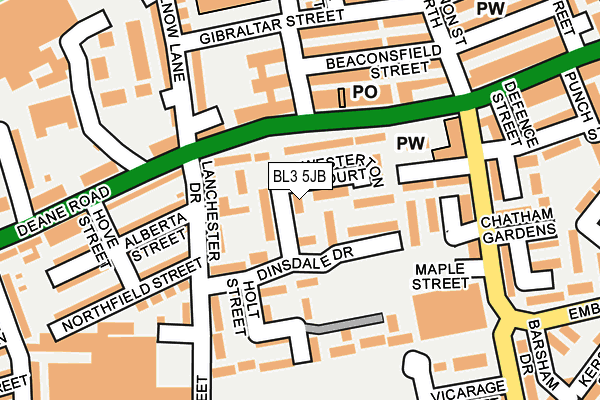 BL3 5JB map - OS OpenMap – Local (Ordnance Survey)