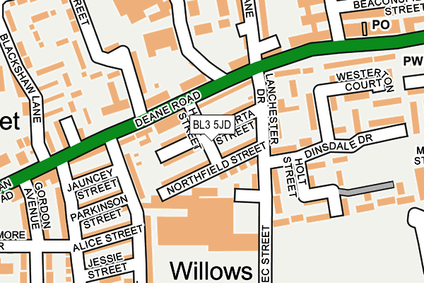 BL3 5JD map - OS OpenMap – Local (Ordnance Survey)