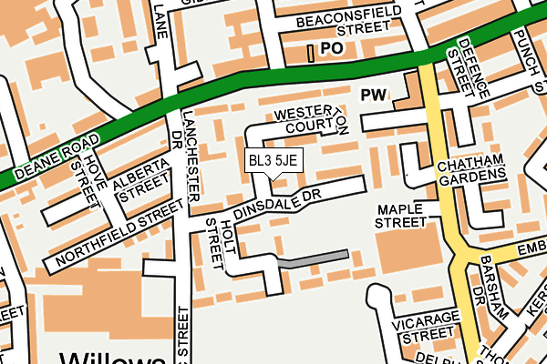 BL3 5JE map - OS OpenMap – Local (Ordnance Survey)