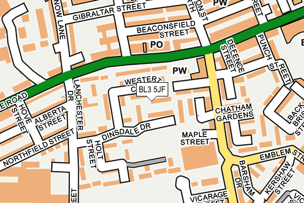 BL3 5JF map - OS OpenMap – Local (Ordnance Survey)