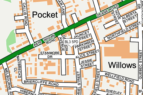 BL3 5PD map - OS OpenMap – Local (Ordnance Survey)