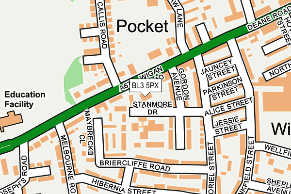 BL3 5PX map - OS OpenMap – Local (Ordnance Survey)