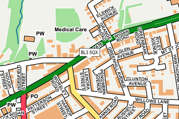 BL3 5QX map - OS OpenMap – Local (Ordnance Survey)