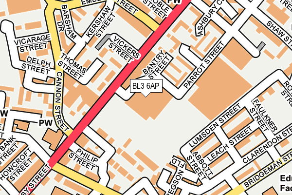 BL3 6AP map - OS OpenMap – Local (Ordnance Survey)