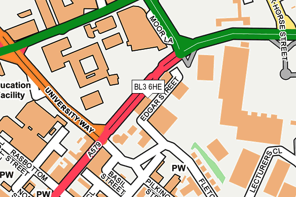 BL3 6HE map - OS OpenMap – Local (Ordnance Survey)