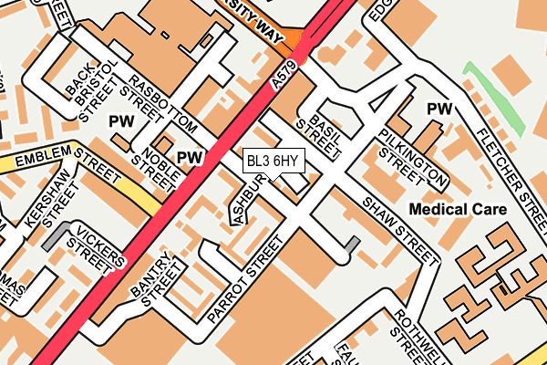 BL3 6HY map - OS OpenMap – Local (Ordnance Survey)