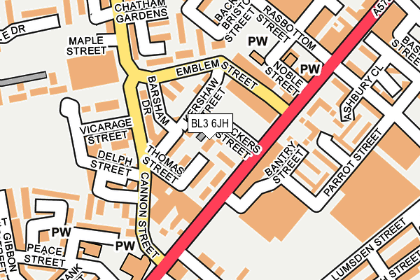 BL3 6JH map - OS OpenMap – Local (Ordnance Survey)