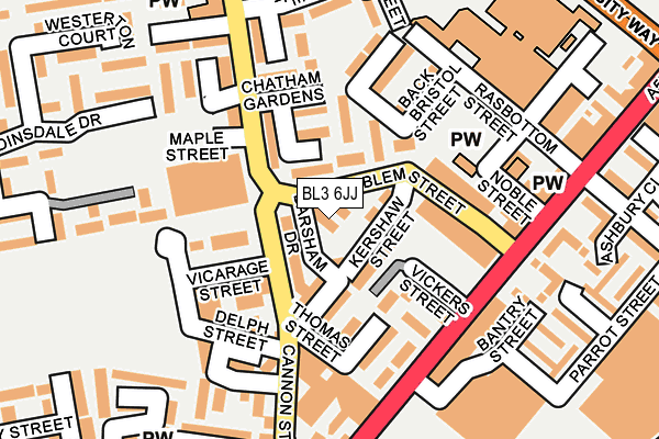 BL3 6JJ map - OS OpenMap – Local (Ordnance Survey)