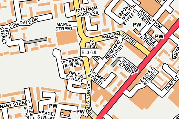 BL3 6JL map - OS OpenMap – Local (Ordnance Survey)