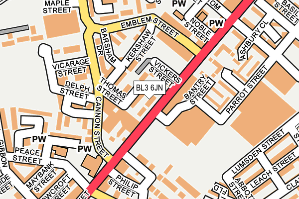 BL3 6JN map - OS OpenMap – Local (Ordnance Survey)