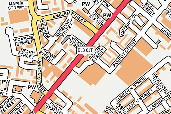 BL3 6JT map - OS OpenMap – Local (Ordnance Survey)