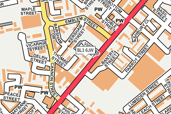 BL3 6JW map - OS OpenMap – Local (Ordnance Survey)
