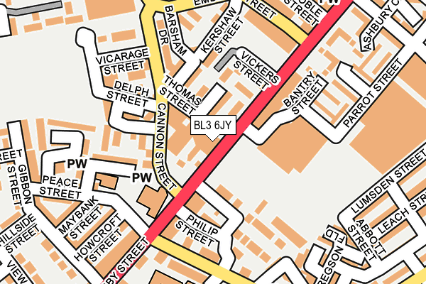 BL3 6JY map - OS OpenMap – Local (Ordnance Survey)