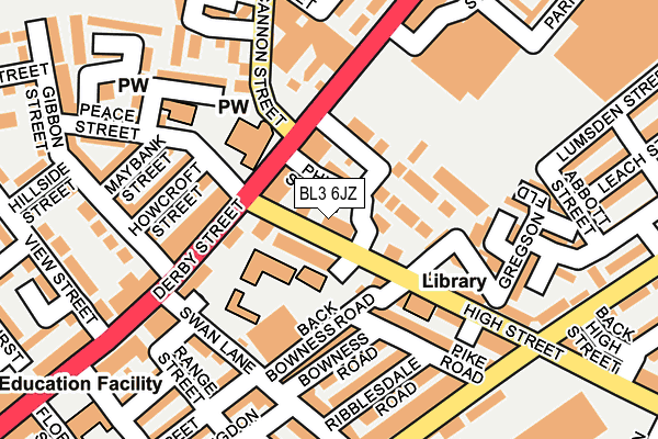 BL3 6JZ map - OS OpenMap – Local (Ordnance Survey)