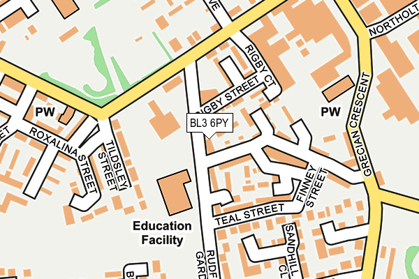 BL3 6PY map - OS OpenMap – Local (Ordnance Survey)