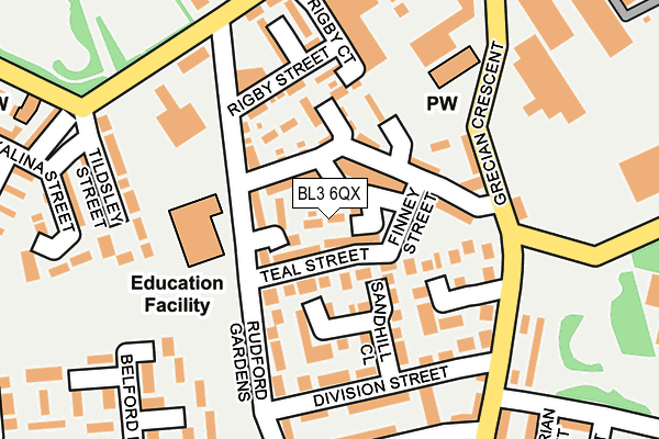 BL3 6QX map - OS OpenMap – Local (Ordnance Survey)