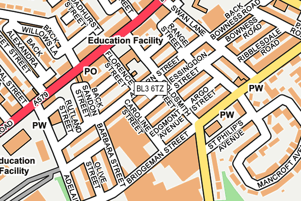 BL3 6TZ map - OS OpenMap – Local (Ordnance Survey)